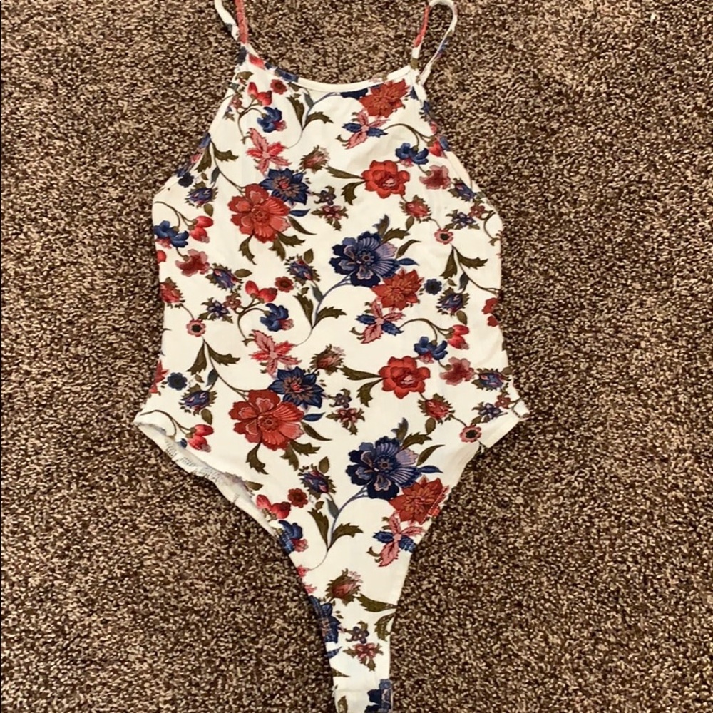 Forever 21 High Neck Floral Bodysuit